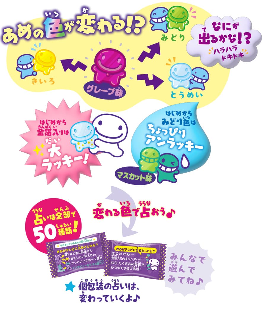 なめると色が変わる！？占いは全部で50種類